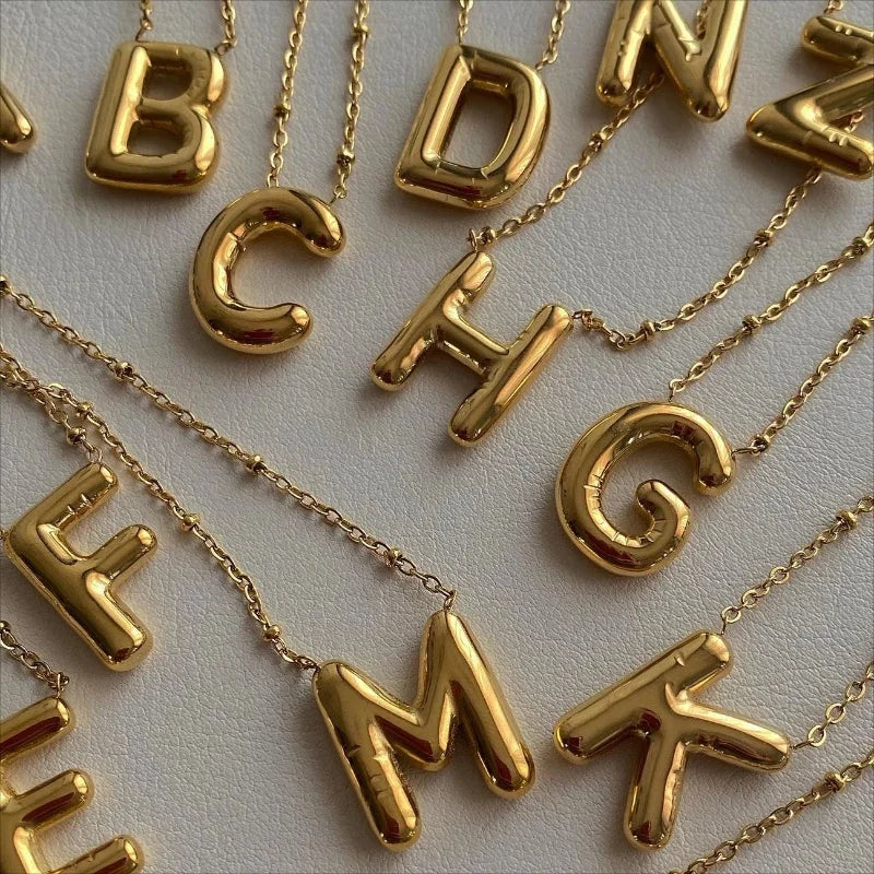 Bubble Letter Initial Necklace