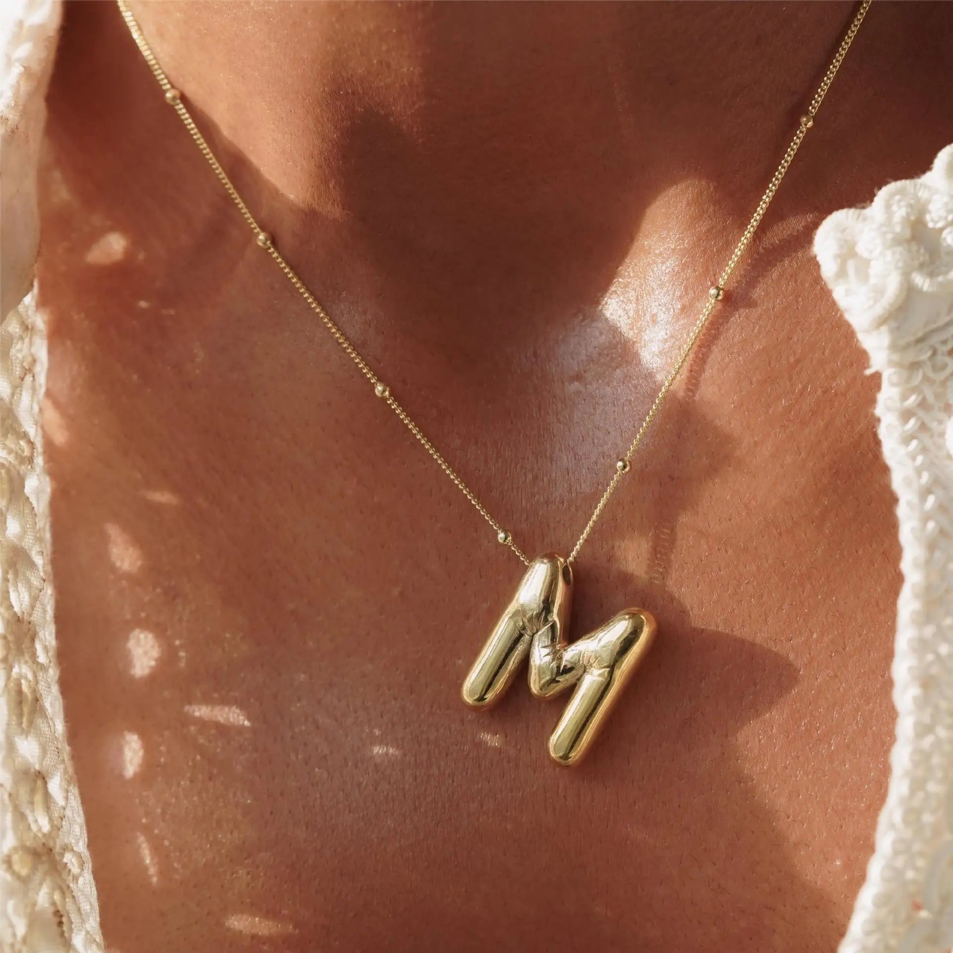 Bubble Letter Initial Necklace