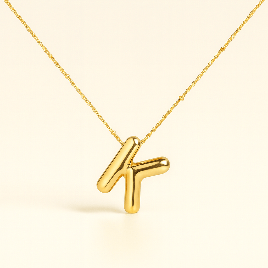 Bubble Letter Initial Necklace