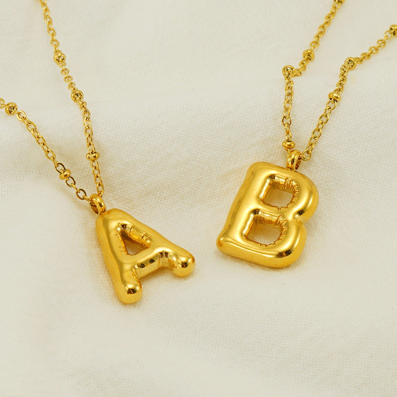 Bubble Letter Initial Necklace