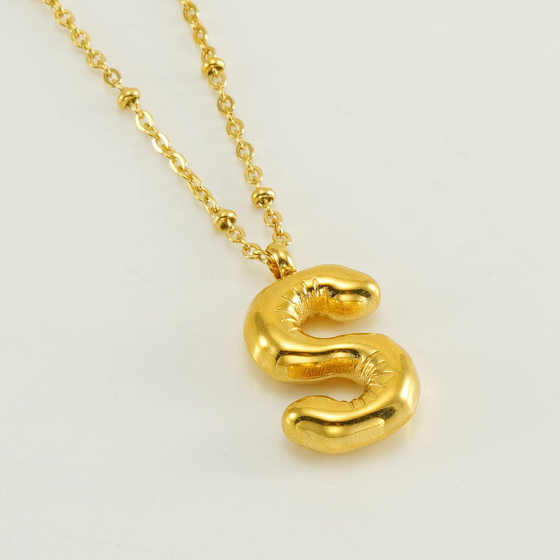 Bubble Letter Initial Necklace