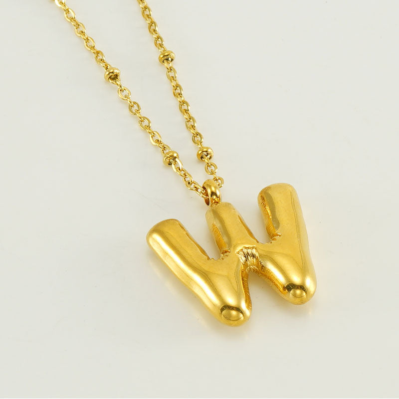 Bubble Letter Initial Necklace