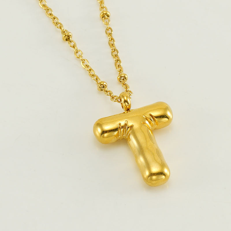 Bubble Letter Initial Necklace