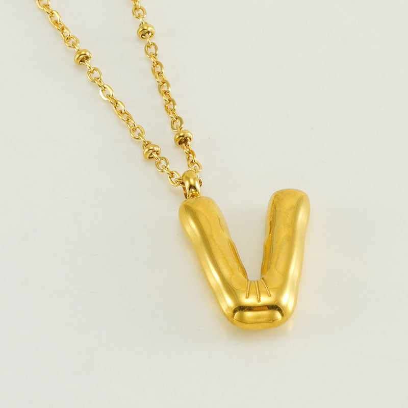 Bubble Letter Initial Necklace