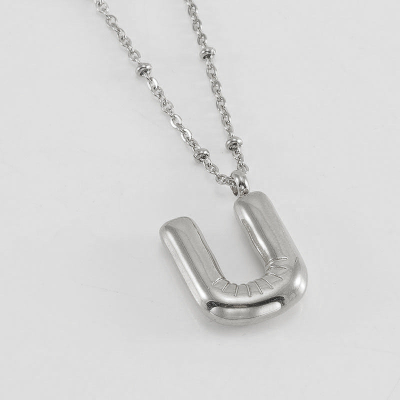 Bubble Letter Initial Necklace