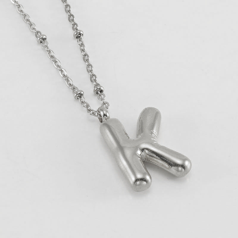 Bubble Letter Initial Necklace