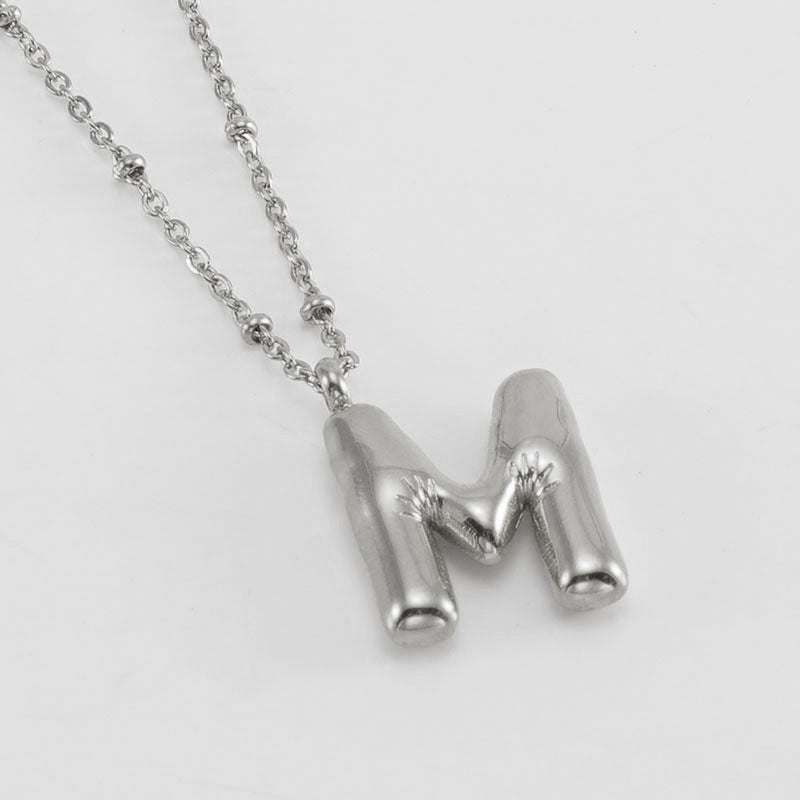 Bubble Letter Initial Necklace