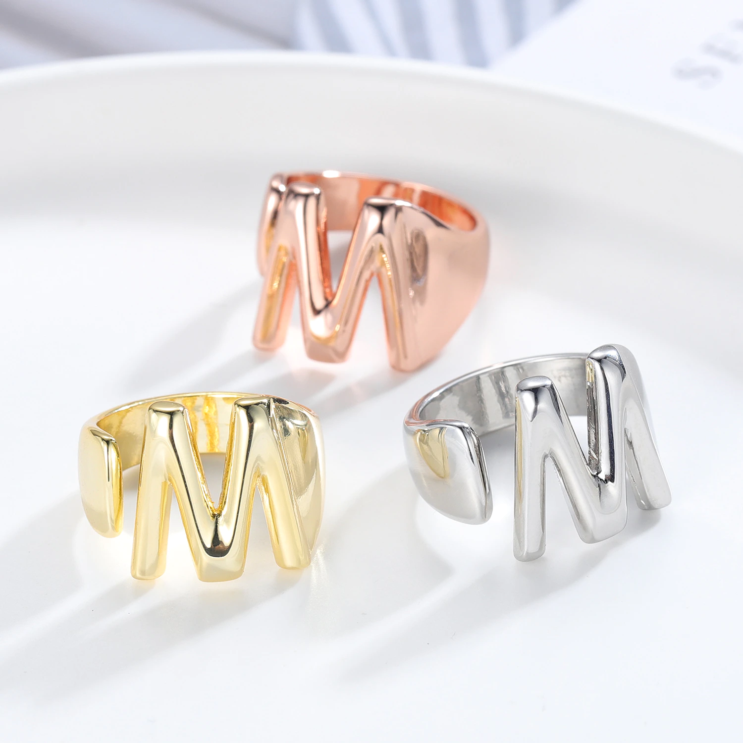 Chunky Initial Ring (adjustable size)