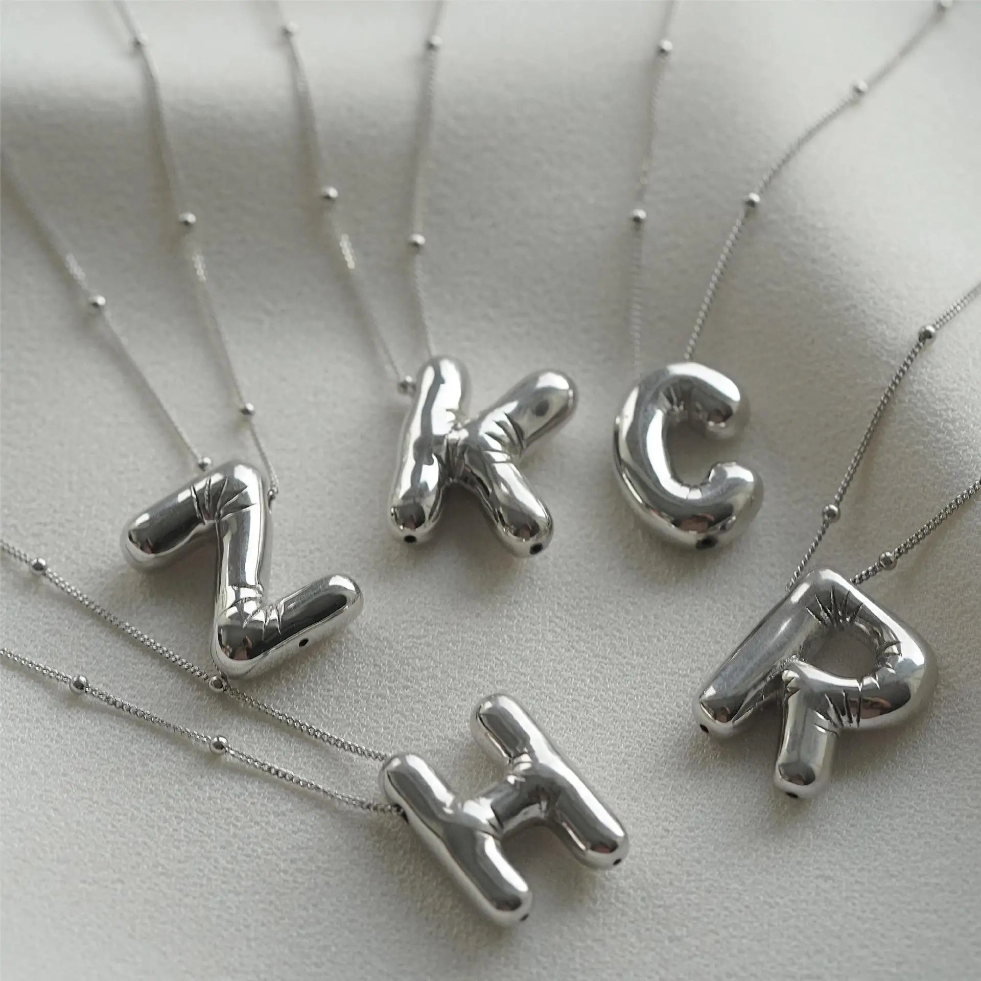 Bubble Letter Initial Necklace