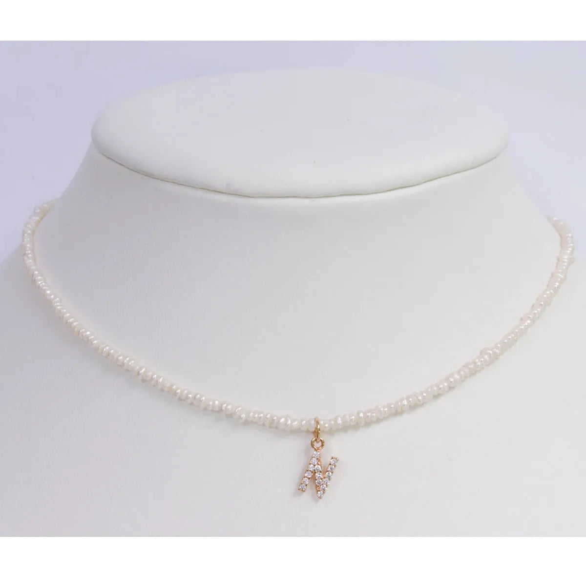 Shelly Crystal Pearl Initial Choker