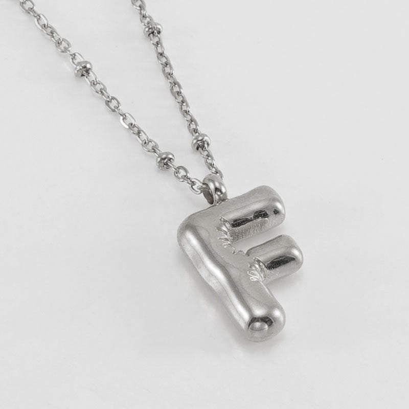 Bubble Letter Initial Necklace
