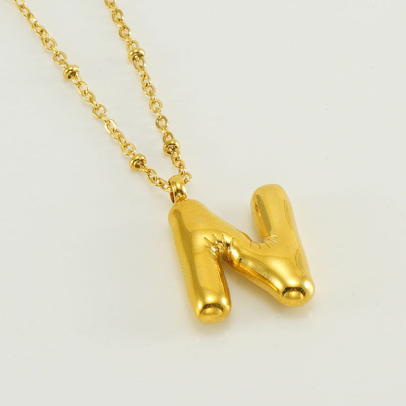 Bubble Letter Initial Necklace