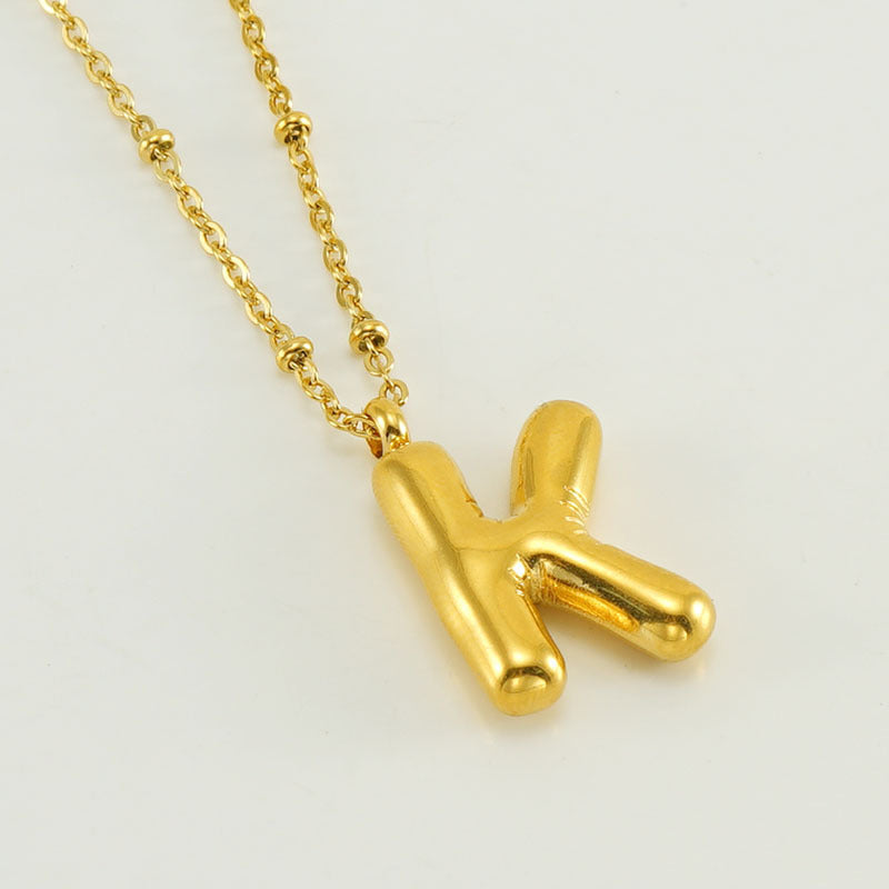 Bubble Letter Initial Necklace