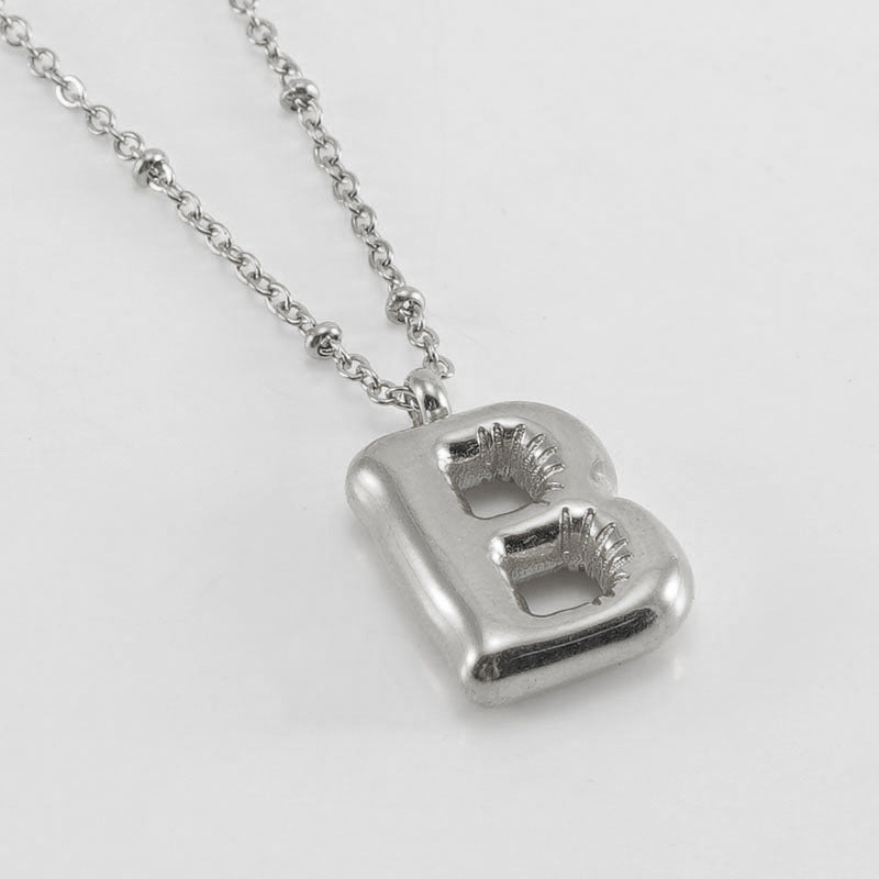 Bubble Letter Initial Necklace
