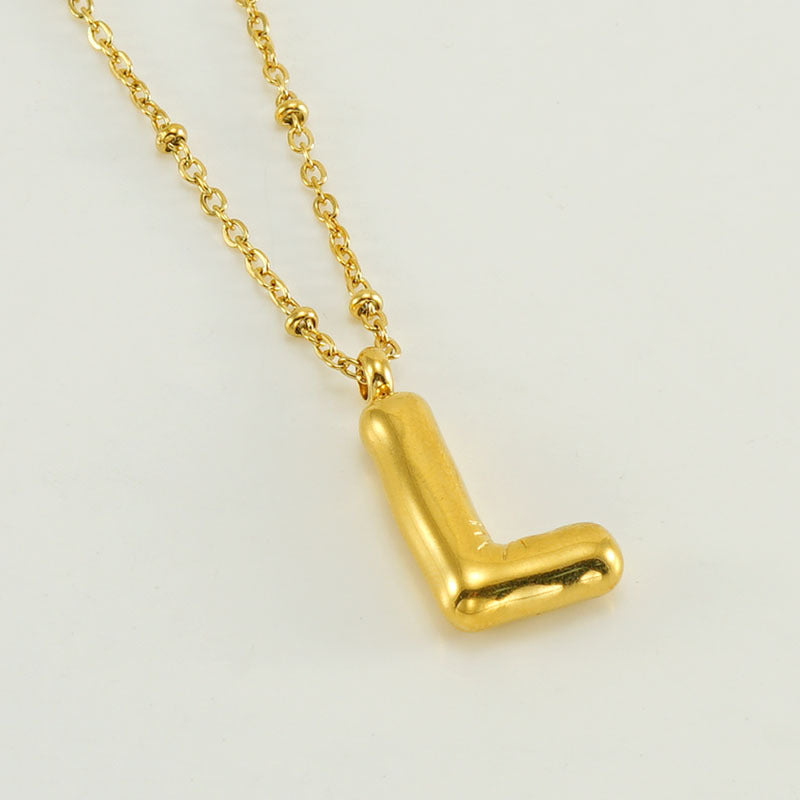 Bubble Letter Initial Necklace