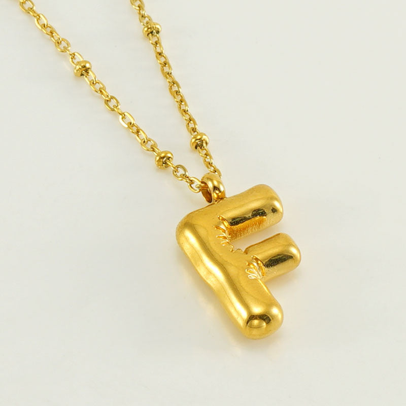 Bubble Letter Initial Necklace