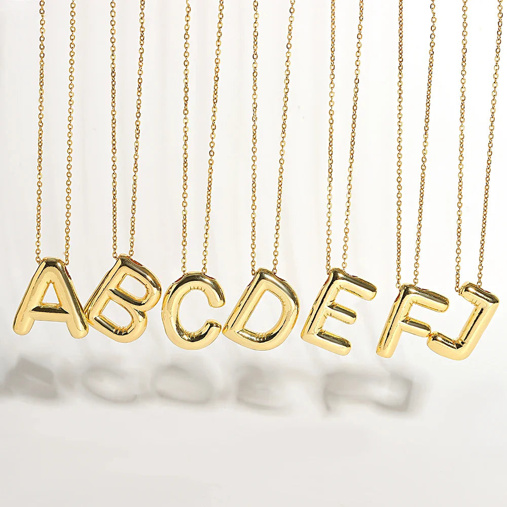 Bubble Letter Initial Necklace