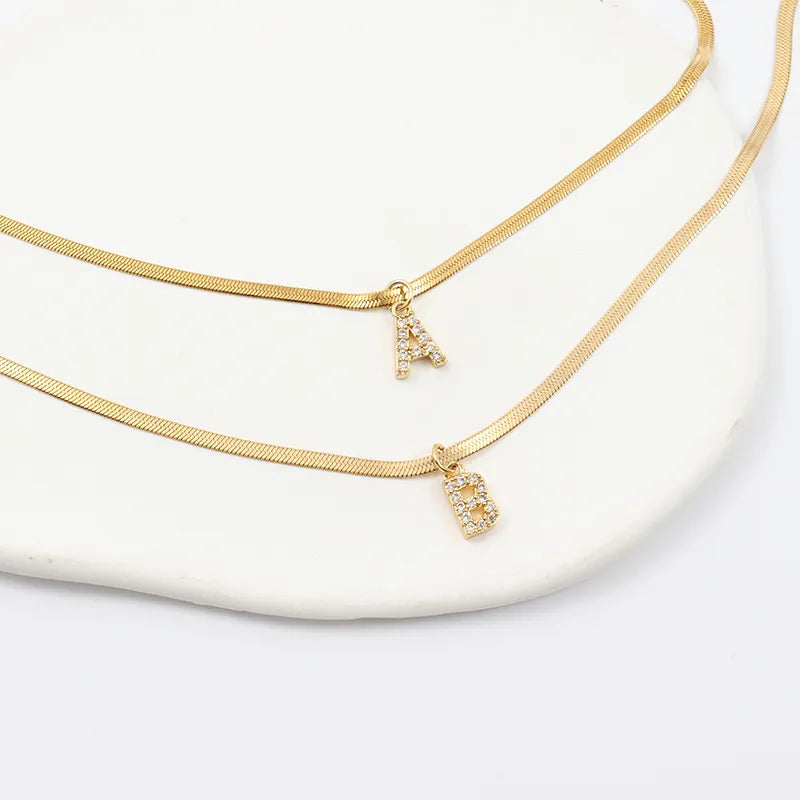 Melly® Diamond Initial Herringbone Necklace
