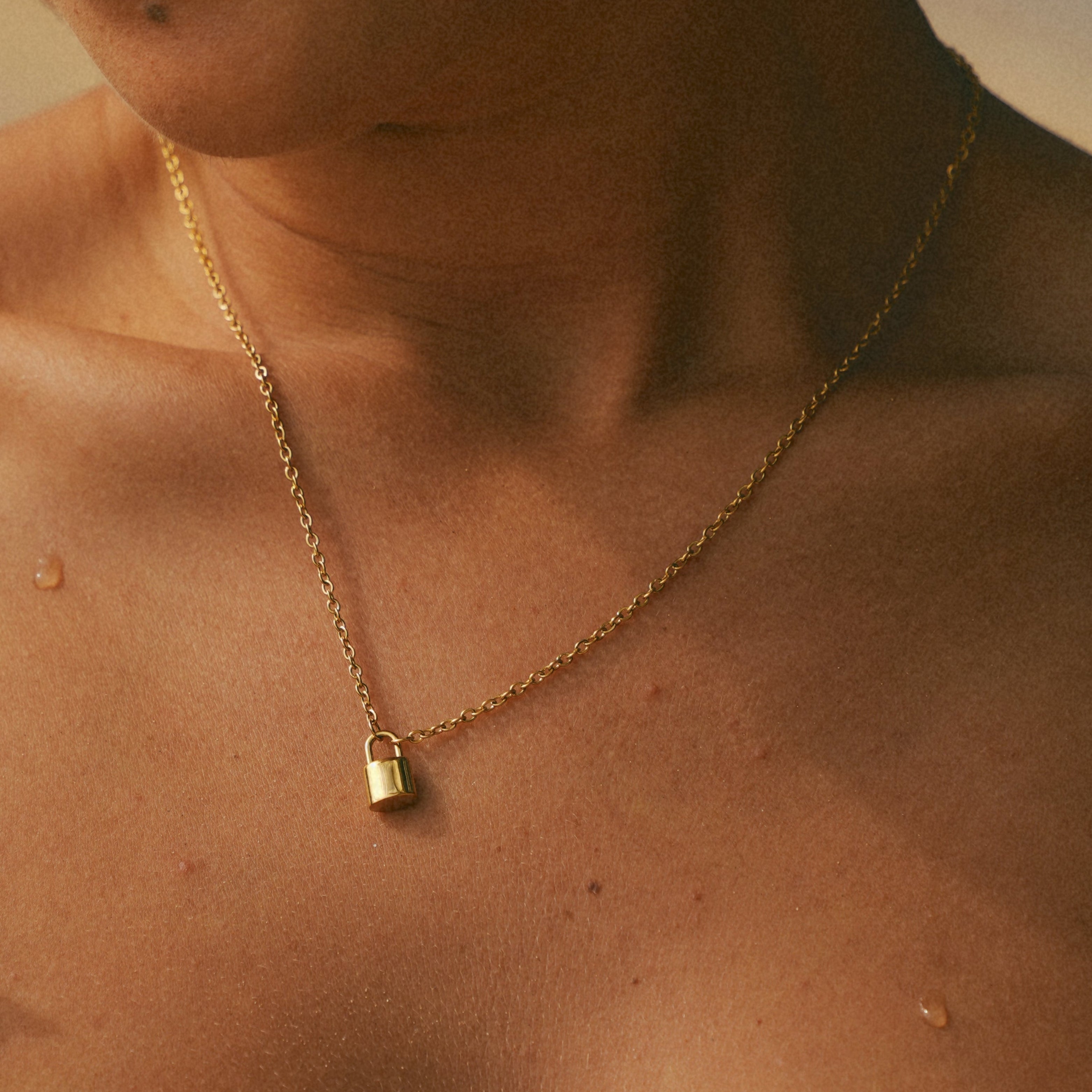 Ellie® Initial Love Lock 18k Gold Necklace