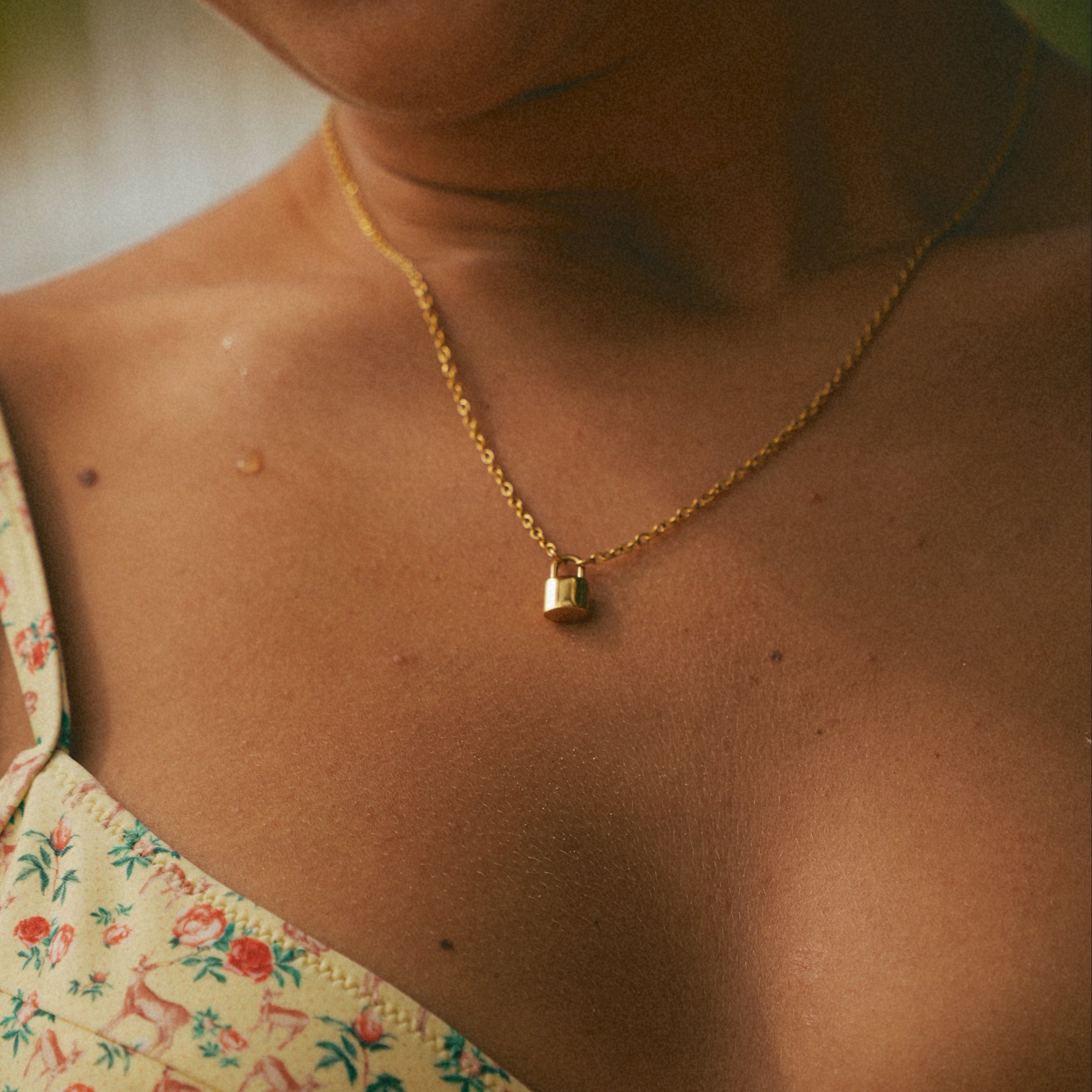 Ellie® Initial Love Lock 18k Gold Necklace